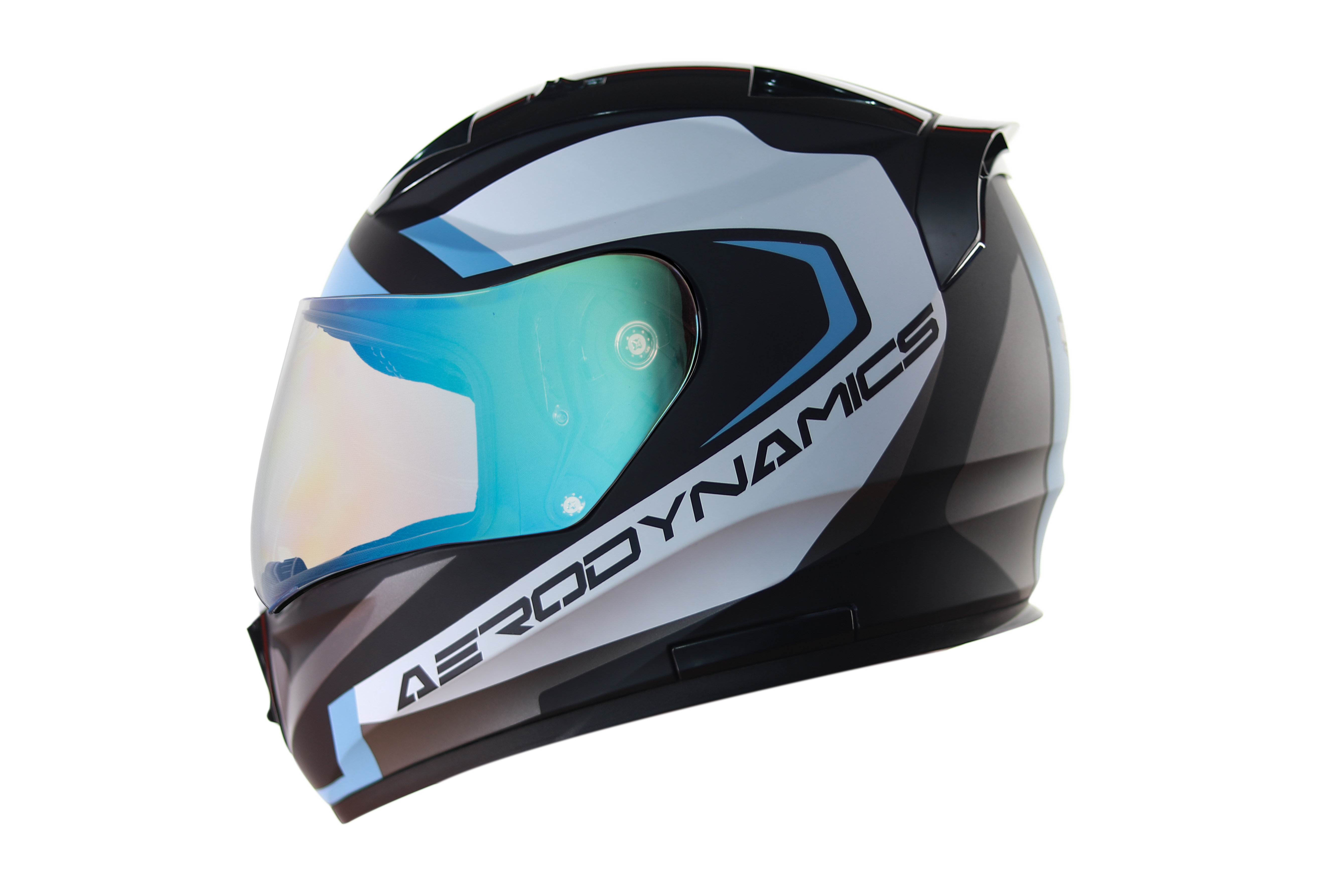 SA-1 Aerodynamics Mat Black With Light Blue(Fitted With Clear Visor Extra Blue Night Vision Visor Free)